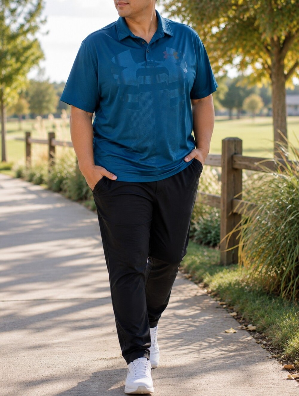 Under Armour Men’s Plus Size Teal Blue Graphic Performance Golf Polo Shirt
